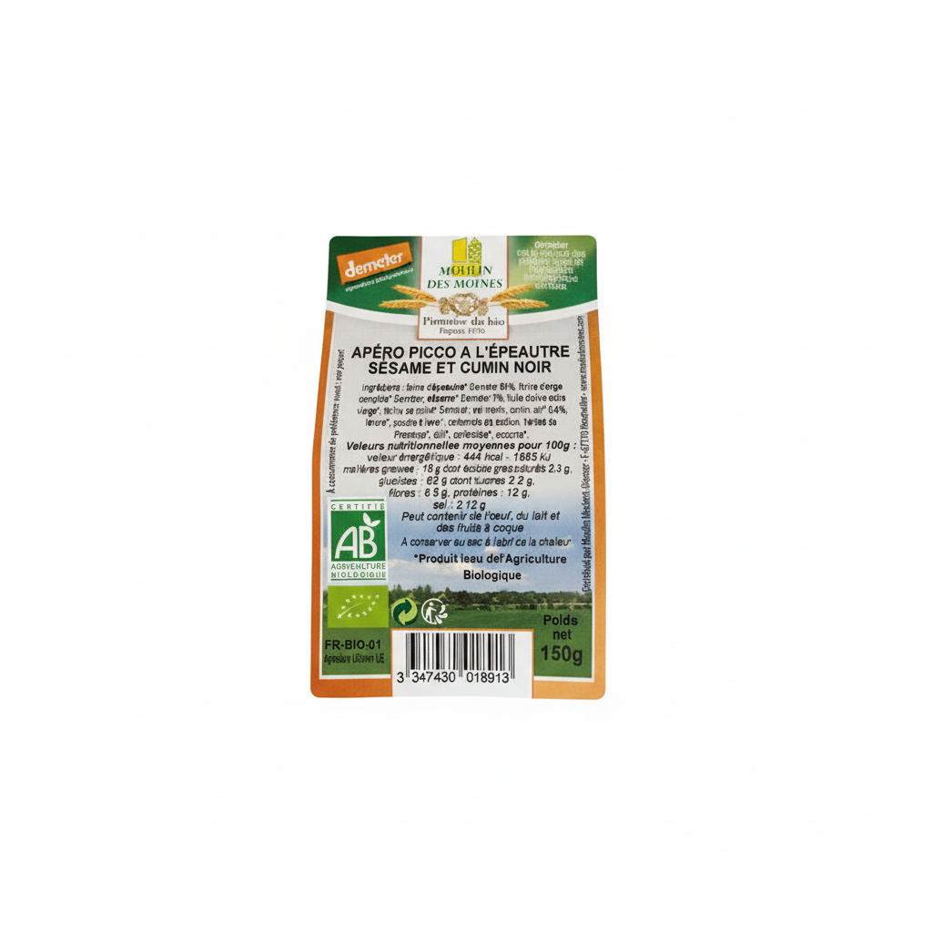 Apéro picco épeautre/sésame/cumin 150gr