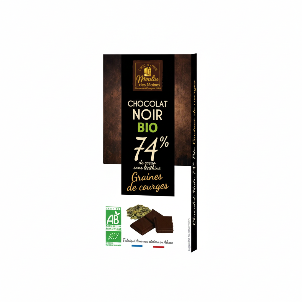 Choco. noir 74% aux graines de courge