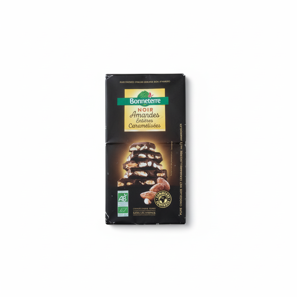 Chocolat noir amande - caramel 200g