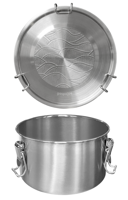 Gaspajoe -- Lunch box ronde drummy gaspajoe inox gravée onde - 1100 ml