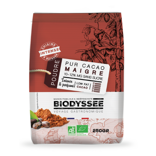 Biodyssée -- Pur cacao maigre 10-12%mg sans sucre bio (origine République dominicaine) - 250 g