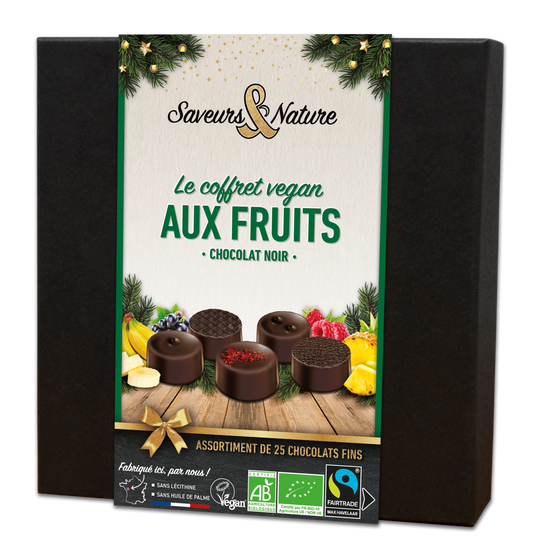 Saveurs & Nature -- Coffret assortiment de bonbons de chocolats noir aux fruits - 25 chocolats