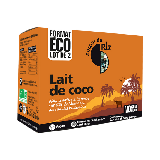 Autour Du Riz -- Lait de coco bio équitable lot de 2 - 400 ml